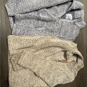 Cozy Kids Sherpa Fleece Hoodies - Gray and Cream